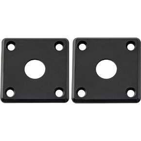 Musiclily Pro Plastic Curved Jack Plate Square Jackplates 10mm Hole for Epiphone Les Paul LP SG Style Electric Guitar, Black (Set of 2)