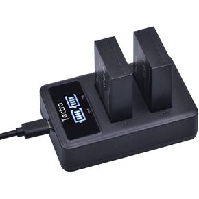Tectra 2-Pack LP-E12 LPE12 Battery and LED Dual USB Charger for Canon Rebel SL1, EOS-M, EOS M2, EOS M10, EOS M50, EOS M50 Mark II, EOS M100, EOS M200, SX70 HS Mirrorless Digital Cameras