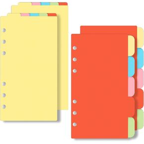 4Sets A6 Dividers with Tabs, Notebook Tabs Dividers A6 Binder Inserts Paper Dividers 2 Sets Vertical Tabs & 2 Sets Horizontal Tabs,Index Page Tab Cards for 6 Holes Rings Binders Spiral Diary Notebooks