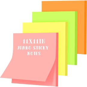 Jecery 4 Pad Big Sticky Notes 11 x 11 Inch Jumbo Sticky Notes Memo Post Stickies for Office Home Meeting 30 Sheets/pad