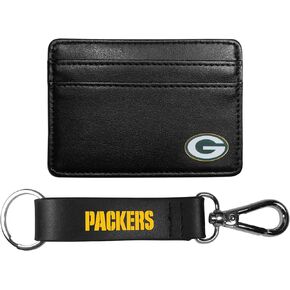 Siskiyou Sports NFL Green Bay Packers Weekend Wallet & Strap Key Chain, Black, One Size