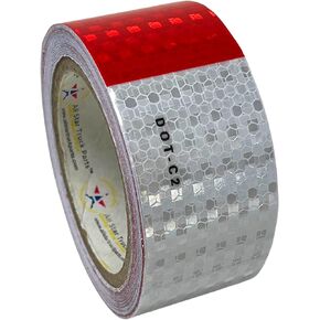 [ALL STAR TRUCK PARTS] Conspicuity Tape DOT-C2 Approved Reflective Truck Trailer Red White (1 IN x 12 FT)
