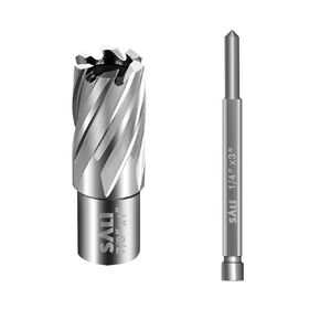 SALI Annular Cutter Diameter 7/8 Inch with Weldon Shank 3/4" (with 2 Flats)，Cutting Depth 1" Mag Drill Bit for Magnetic Drill Press HSS Fully Ground Drill with One 1/4"*3" Pilot Pin