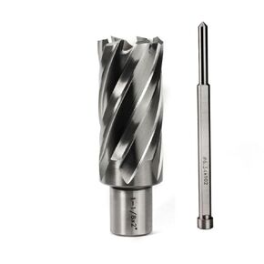 OSCARBIDE 1-1/8"x2"Annular Cutter,3/4 inch Weldon Shank,1-1/8 inch Cutting Diameter,2 inch Depth of Cut2 Flat Mag Drill Bit with Pilot Pin for Magnetic Drill Press,1 Piece