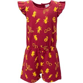 Harry Potter Gryffindor Girls French Terry Sleeveless Romper Little Kid to Big Kid