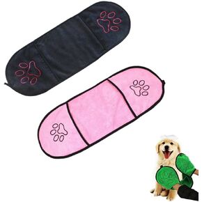 Dog Towel, 2Pack Ultra Absorbent Soft Towels Quick Dry Super Shammy Towel with Hand Pockets Washable Bath Pet Cat Bath Towel