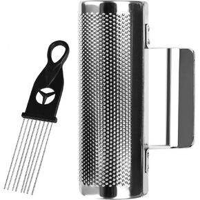 Metal Guiro Instrument, 8" 3" Stainless Steel Dominicana Guira Shaker Latin Percussion Guiro Instrument with Scraper for Live Performance