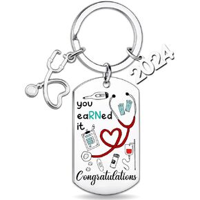 ICHRATI Nurses Day Gifts for Women Nursing School Graduation Gifts for Her 2024 Nurse Week for Practitioner Female Work Medical Assistant Accessories You Earned It Congratulations Key Chain