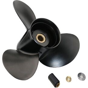 مروحة MARKGOO 765182 لـ OMC Johnson Evinrude V4 خارجي 40-140 HP أجزاء محرك القارب 3 شفرات من الألومنيوم 13.5X15 درجة RH 13 أسنان مع مجموعة محور 0765182 in Kuwait