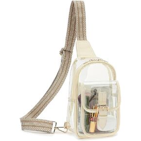 LOXOMU Clear Sling Bag Stadium Approved, Clear Crossbody Purse for Women, Clear Chest Bag with Adjustable Strap for Concerts
