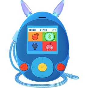 64GB MP3 Player for Kids, Kids MP3 Player with Bluetooth, Front Speaker, Games, Recorder, Ear Lights, Alarm, Kids Music Player Expandable Up to 128GB(Earbud, Aux Cable, Lanyard Included)