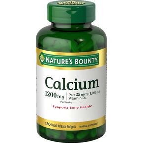 Nature's Bounty Calcium Carbonate & Vitamin D, 1200mg Calcium & 1000IU Vitamin D3, 120 Softgels,…