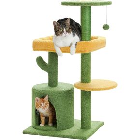 Made4Pets Cat Tree Cactus Cat Scratching Post 26" Cats Tree Tower for Indoor Cat Scratchers Kitty Tower with Flower Perch, Dangling Ball