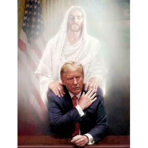 DIY 5D Diamond Painting by Number Kits Full Square Drill Jesus comforts Trump Art Rhinestone Embroidery Cross Stitch Craft for Home Wall Decoration (12x16 inch)