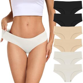 Natugloe Seamless Underwear For Women No Show Bikini Hipster Mid Rise Stretchy Panties 6 Packs