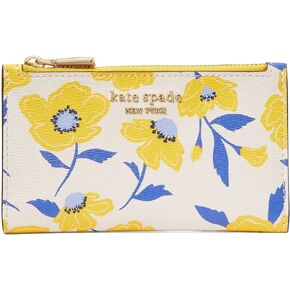 Kate Spade New York Women's Morgan Sunshine Floral Printed PVC Small Slim Bifold Wallet, Cream Multi, Carry-On 20-Inch in Kuwait