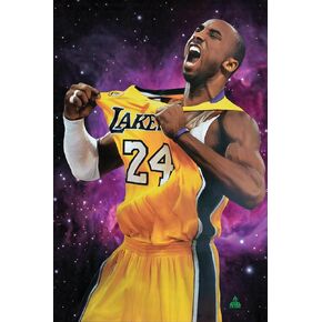 24x36 Kobe Bryant Giant Poster, Lakers #24 Legend Celebrating on the Basketball Court, High Resolution, Lakers Black Mamba, made in USA, Sports wall art. Original US ART & FRAME,