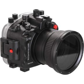 Seafrog 40m/130ft Professional Waterproof Diving Housing Case with Standard Flat Port,for Sony A7III A7RIII A7R3 A7M3 28-70mm