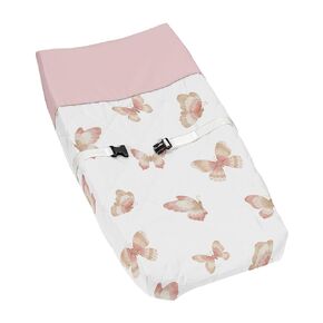 Sweet Jojo Designs Pink and Taupe Boho Butterfly Girl Baby Changing Pad Cover Infant Newborn Diaper Table Change Mat Sheet Ivory Tan Bohemian Shabby Chic Watercolor Pattern Butterflies Dusty Rose