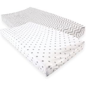 غطاء وسادة تغيير الحفاضات مناسب للأطفال من الجنسين من Luvable Friends، نجوم شيفرون زرقاء، مقاس واحد in Kuwait