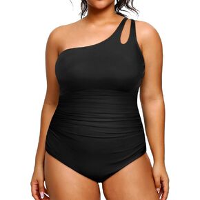 Aqua Eve Plus Size One Piece Swimsuit One Shoulder Bathing Suit Tummy Control Keyhole Swimwear in Kuwait