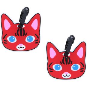 Animal Luggage Tags Cute Suitcase Labels (Set of 2) (Red Cat)