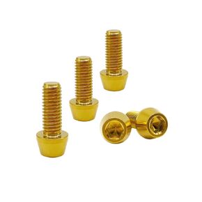 RISON Titanium Bolts Ti Bolt M5*0.8 * 8 Hex Tapered Socket Head 5Pcs Black Titanium Hex Tapered Head Bolt Screw for Bike stem