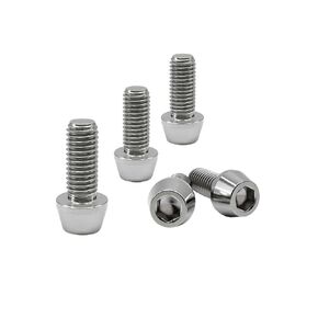 RISON Titanium Bolts Ti Bolt M5*0.8 * 8 Hex Tapered Socket Head 5Pcs Black Titanium Hex Tapered Head Bolt Screw for Bike stem