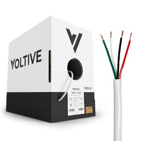 Voltive 14/4 Speaker Wire - 14 AWG/Gauge 4 Conductor - UL Listed in Wall Rated (CL2/CL3) - Oxygen-Free Copper (OFC) - 500 Foot Bulk Cable Pull Box - Black
