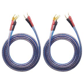 KK Cable YB-H 1pair Set(4 Spade Plug & 4 Pin Plug) HiFi OFC Speaker Wire, Spade Plug to Pin Type Plug. YB-H (3M(9.84ft))