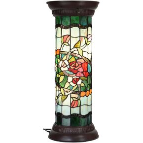 Bieye L10823 Rose Flower Tiffany Style Stained Glass Pedestal Floor Lamp for Decorating, 26 inches Tall