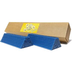 Natural Pure Beeswax Candles Organic Honey Eco Blue Color Candles in Gift Box (Natural Cotton Wicks, Dripless, Smokeless, Not Taper Candles) (Blue, 6 Inches (15.3 cm) 120pcs)