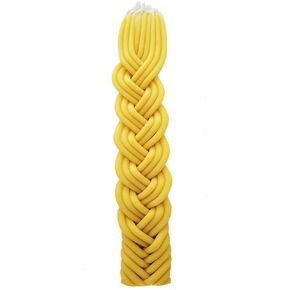 Zion Judaica Flat Braided Natural Beeswax Havdalah Candle Multi Wick Bee Wax End of Shabbat Havdallah Candle 12" Tall Motzai Shabbos Candles - 6 Pack