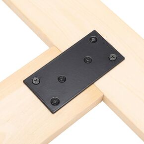 10 Pcs Flat Straight Mending Metal Plate 1-15/16" x 3-15/16", Heavy Duty Black Straight Bracket, Repair Joining Fixing Brace for Wooden Furniture，6 Holes with 2 Sizes Screws