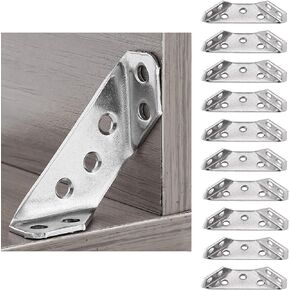 ZAXPHUMAX Universal Stainless Steel Furniture Corner Connectors Corner Braces Trapeziform Angle Brackets Pack of 10