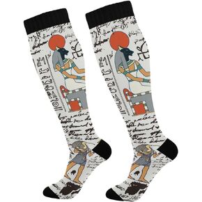 Compression Socks for Men and Women Stripe Knee High Socks Support for Sport Running Hiking Fitness