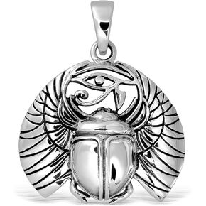 WithLoveSilver 925 Sterling Silver Ancient Egyptian Scarab Eye of Horus Symbol of Protection Pendant