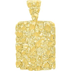 قلادة The Bling Factory مطلية بالذهب عيار 14 قيراط مكتنزة مقاس 25 مم × 32 مم مستطيلة in Kuwait