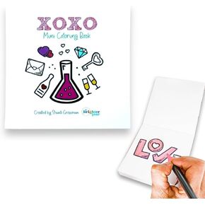 A Brighter Year XOXO Valentine Themed Mini Coloring Book Pocket Size Small Gifts for Wife, Husband, Teen, Child, Boyfriend, Girlfriend, 3x3 inches Travel Size Coloring Book, 50 Pages