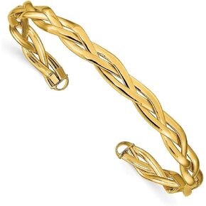Diamond2Deal 14k Yellow Gold Polished Braided Cuff Bracelet