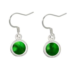 Recycled Vintage Green Beer Bottle Glass Color Dot Earrings