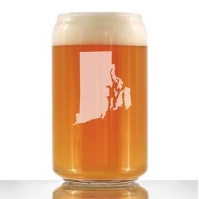 Rhode Island State Outline Beer Can Pint Glass - State Themed Drinking Decor and Gifts for Rhode Islander Women & Men - 16 Oz Glasses