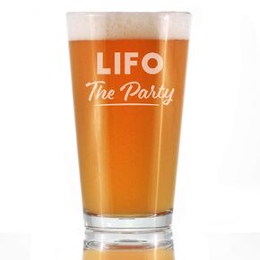 LIFO the Party - Pint Glass for Beer - Funny Accountant Gifts - Unique Accounting Gift for CPA - 16 oz Glasses