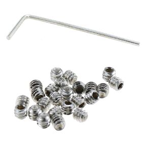 MEETOOT 25PCS 6-32x1/8 Inch Stainless Steel Hexagon Socket Set Screw with Hexagonal Spanner Suitable for Door Handle and Faucet and Light Fixture Repair