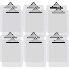 Clear Plastic Clipboards, 12 Pack, Durable, 12.5 x 9 Inch, Standard Metal Clip, by Better Office Products, Transparent, See-Through Clear, Set of 12