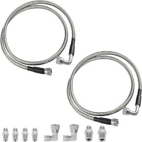 Piodelo 6AN 52" SS Flexible Braided Transmission Cooler Line Hoses Fittings Compatible with Chevy Ford Mopar GM GMC Buick Cadillac Cars and Trucks Replace TH350 700R4 TH400 - 6 Adapters