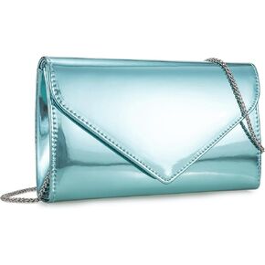 IXEBELLA Women’s Mirrored Metallic Faux Leather Evening Bag Glimmering Clutch Purse for Prom/Cocktail/Wedding/Party