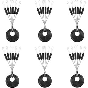 Conskyee 600 Pieces Fishing Rubber Bobber Stops, 6 in 1 Float Sinker Stopper, Soft Beads Stop for Fishing Line, Black Column Stoppers, L M S Available