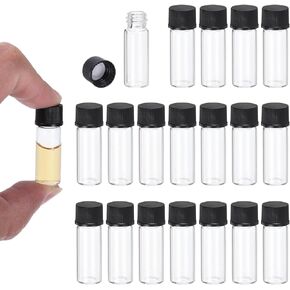 PATIKIL 2ml Clear Glass Vials, 100 Pack Sample Vials with Screw Cap Reagent Media Bottle Leak-Proof Liquid Sample Glass Vial for Lab Laboratory