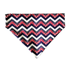 Red, White and Blue Chevron Over the Collar Dog Bandana That Slips onto Their Existing Collar Size Medium